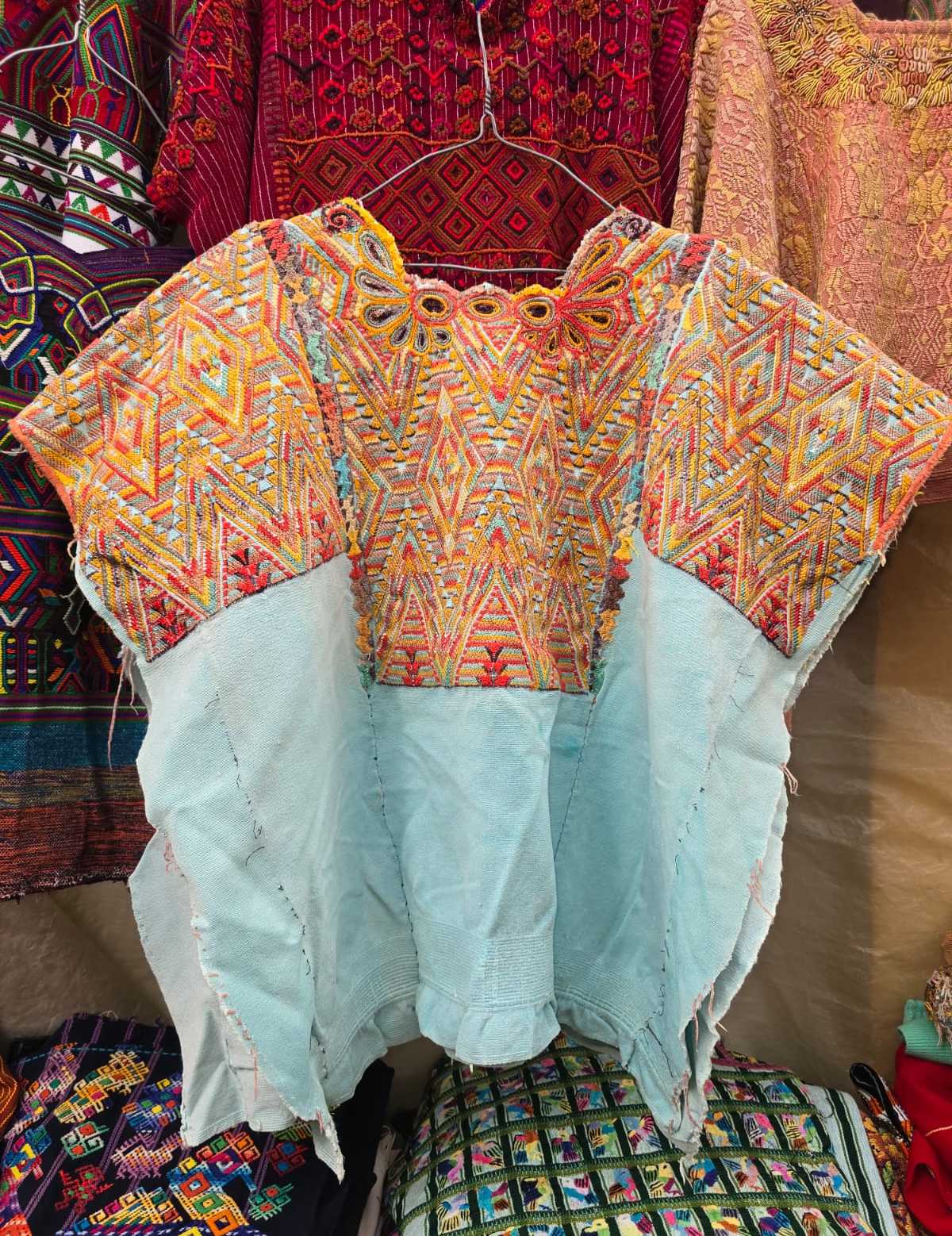 Orange and blue Chichicastenango huipil #6-172
