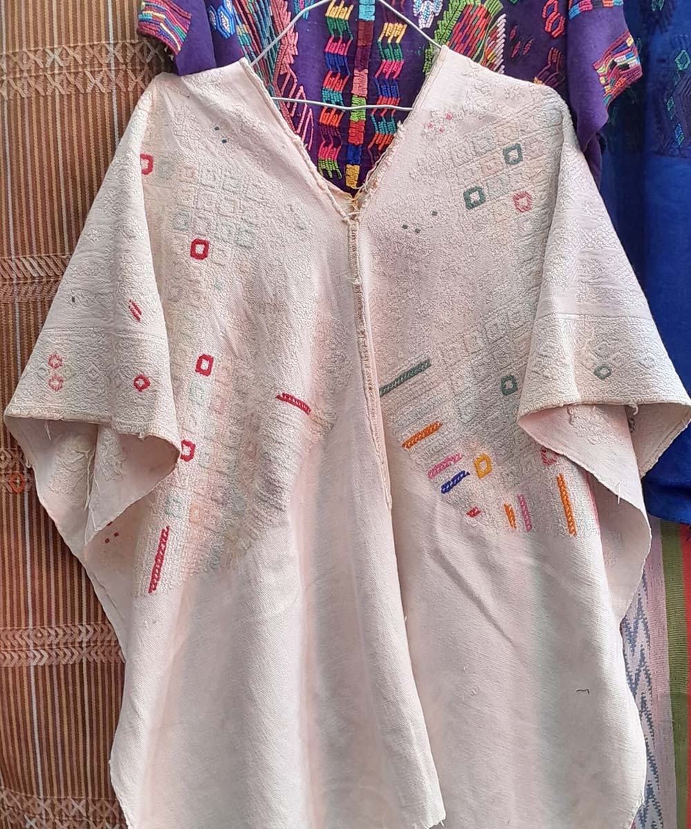 Vintage Guatemalan huipil with handwoven Mayan embroidery
