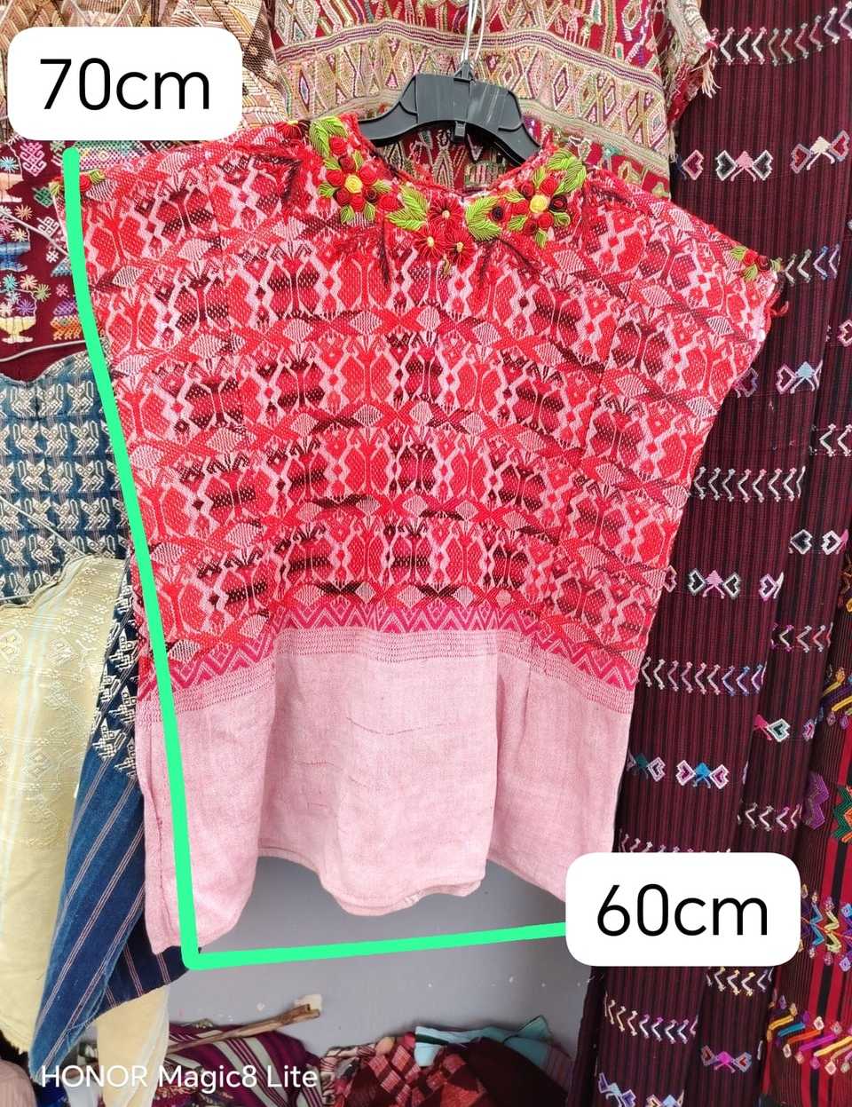 Red and pink butterfly Xela huipil #5-339