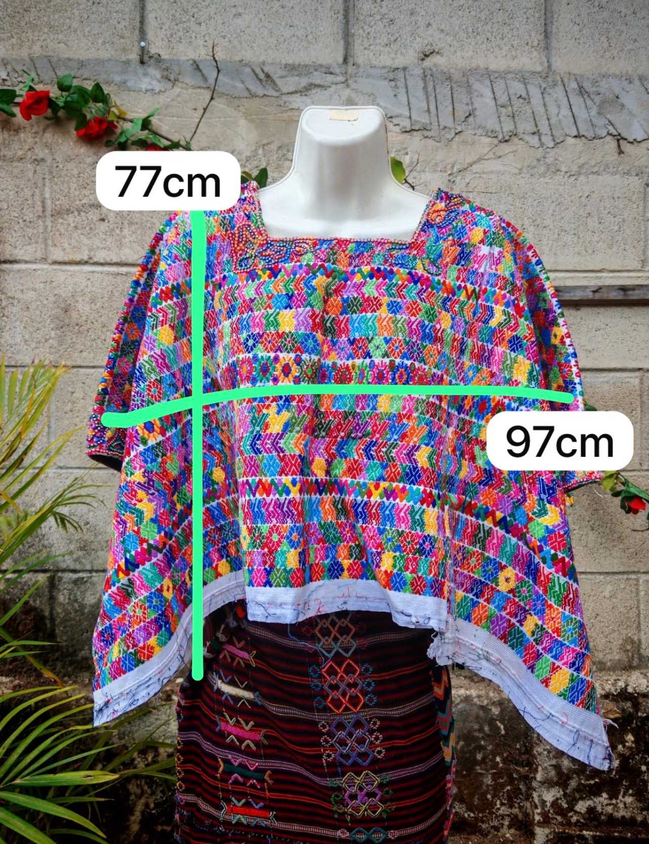 Colourful on white Coban huipil #4-140