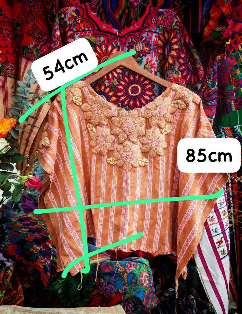 Brown and blush floral Santiago huipil #6-21