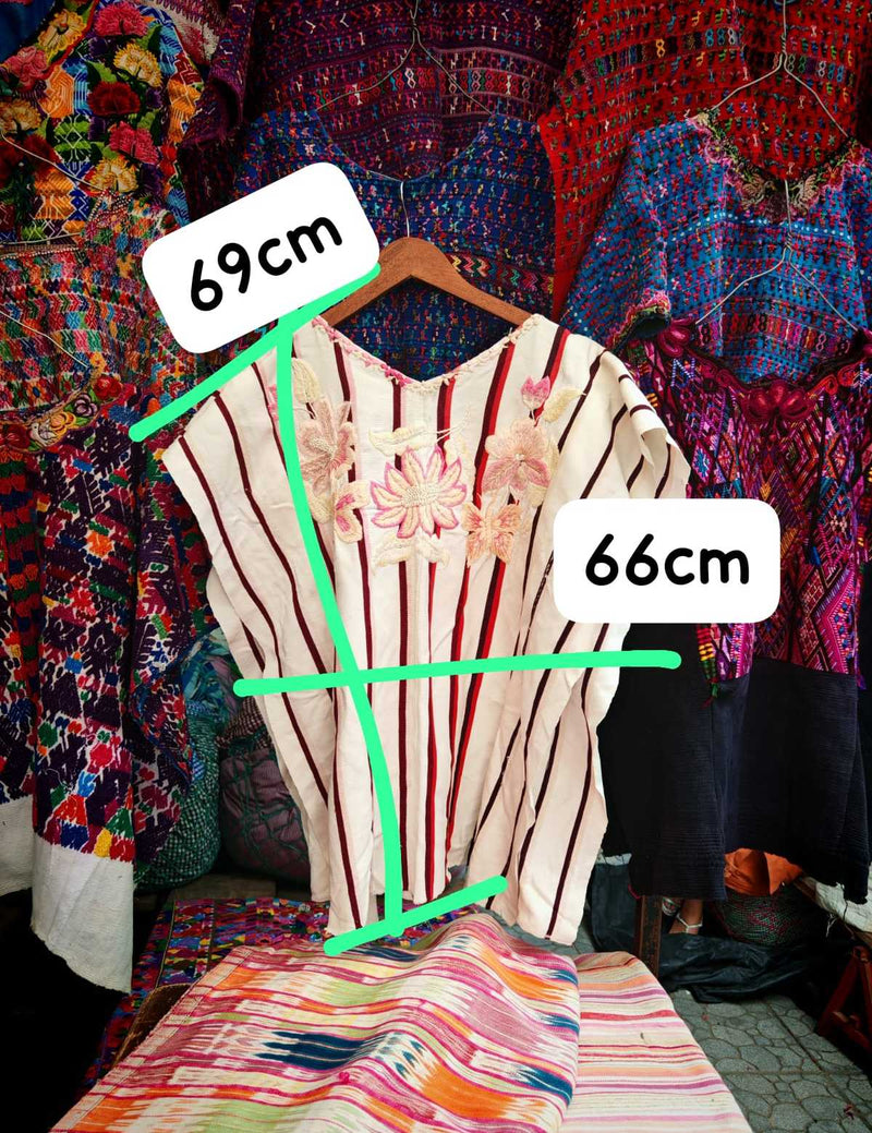 Ivory floral Santiago huipil #6-19