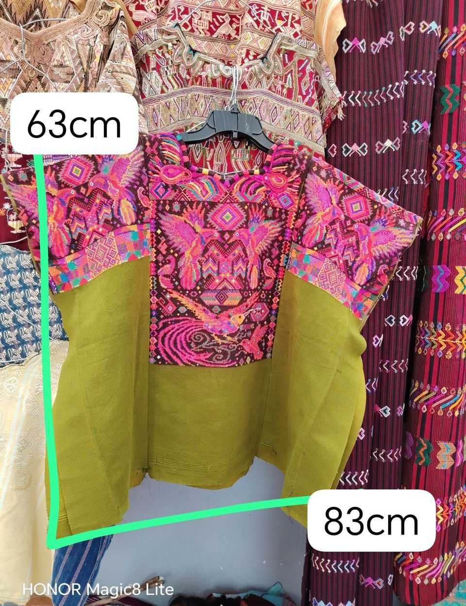 Pink and olive green Chichicastenango huipil #5-314