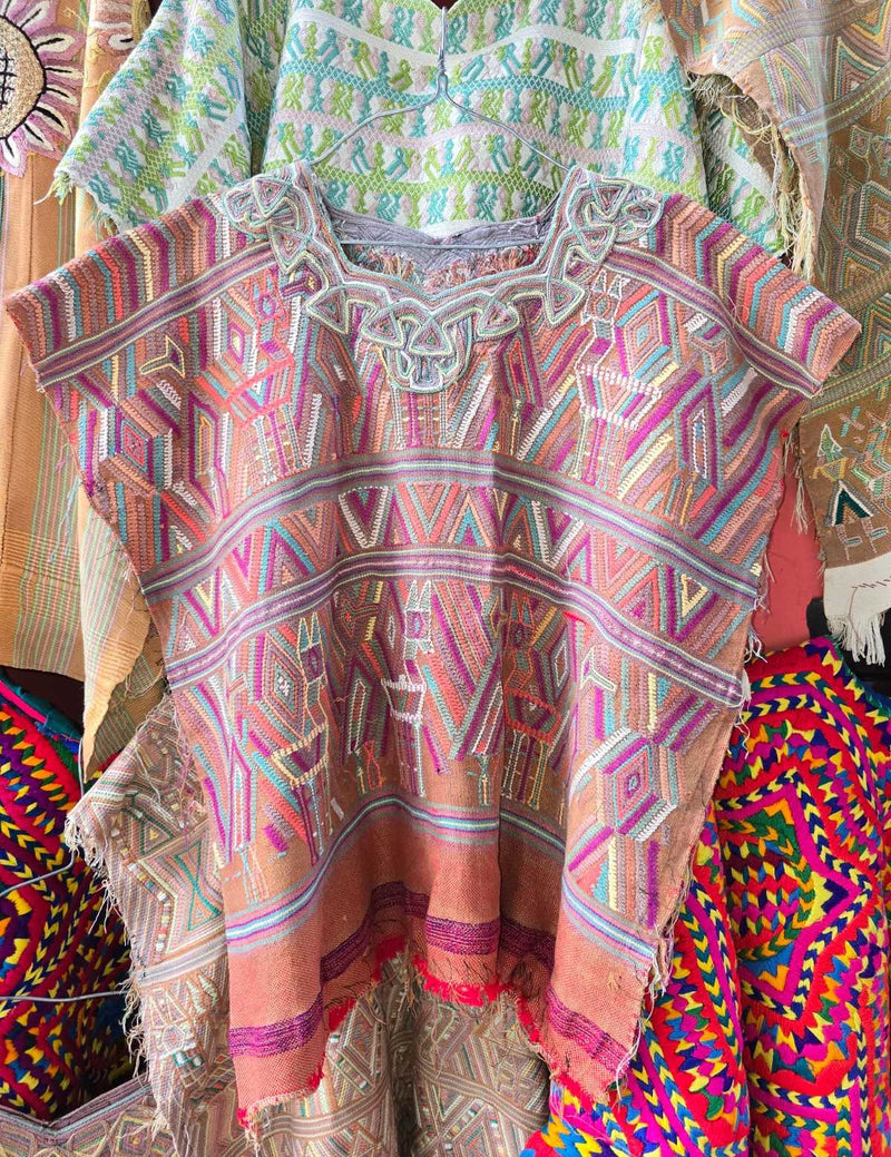 Biscuit and fuchsia Nebaj Huipil #6-247