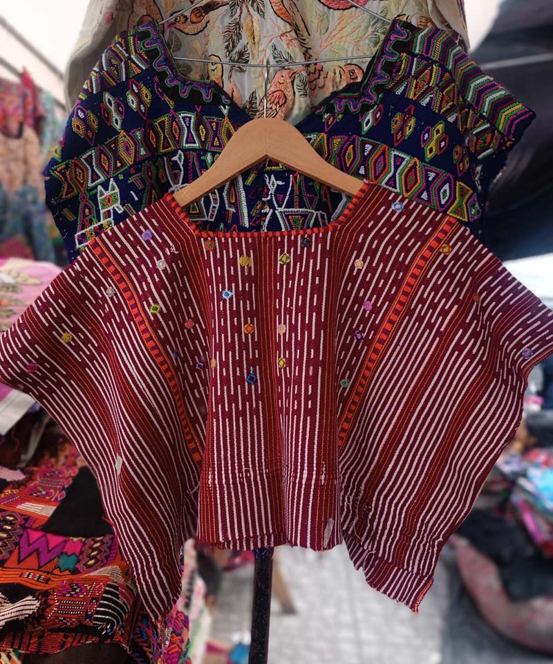 Vintage Guatemalan huipil with handwoven Mayan embroidery