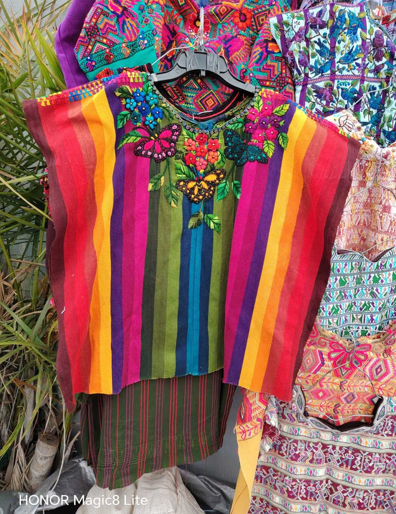 Colourful striped butterfly Santiago huipil #4-197