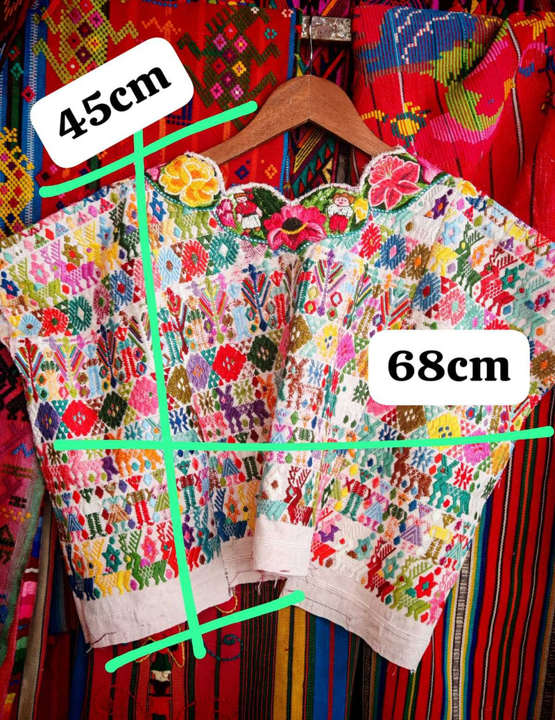 Colourful on White Coban Huipil #6-298
