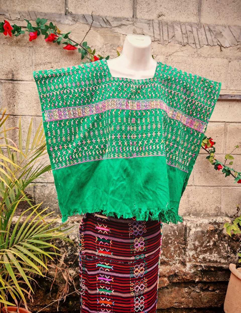 Green and pink San Lucas huipil #4-288