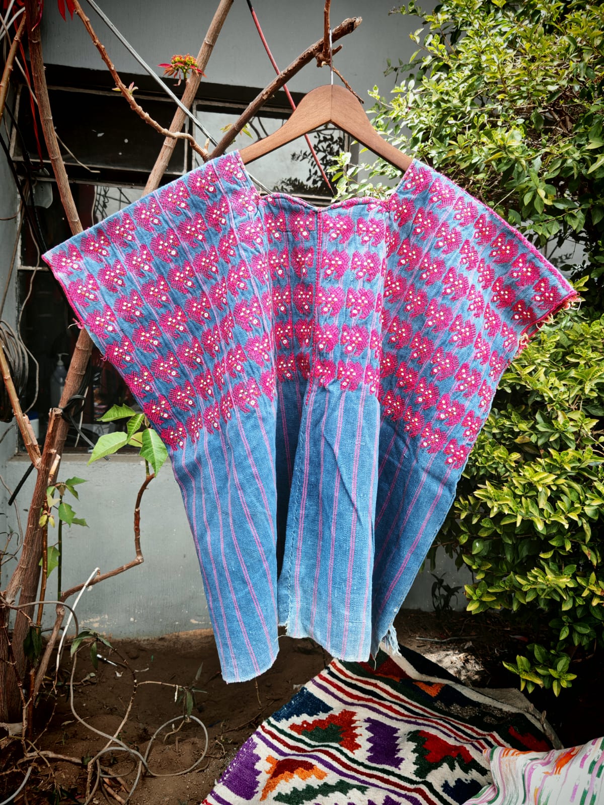Indigo Nahuala with pink turkeys (Reserved for Margrit)