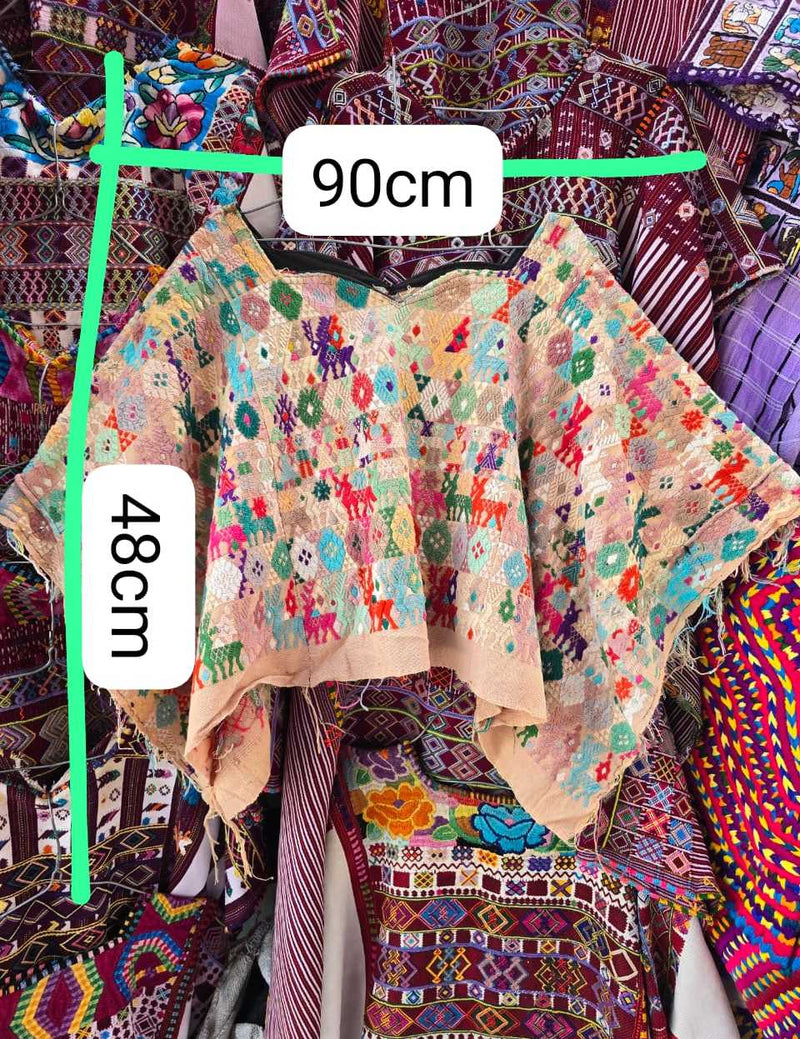 Colourful on Pale Peach Coban Huipil #6-376