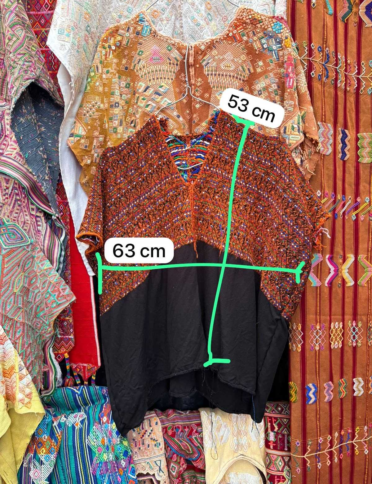 Brown and black Xejuyub huipil #3-17