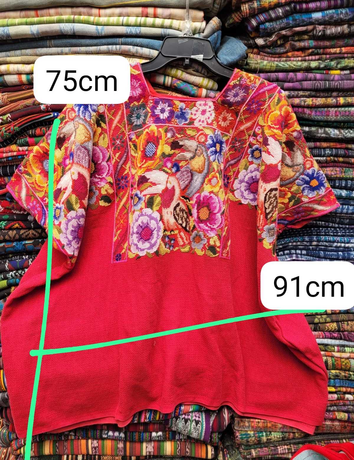 Toucans on red Chichicastenango huipil #3-8