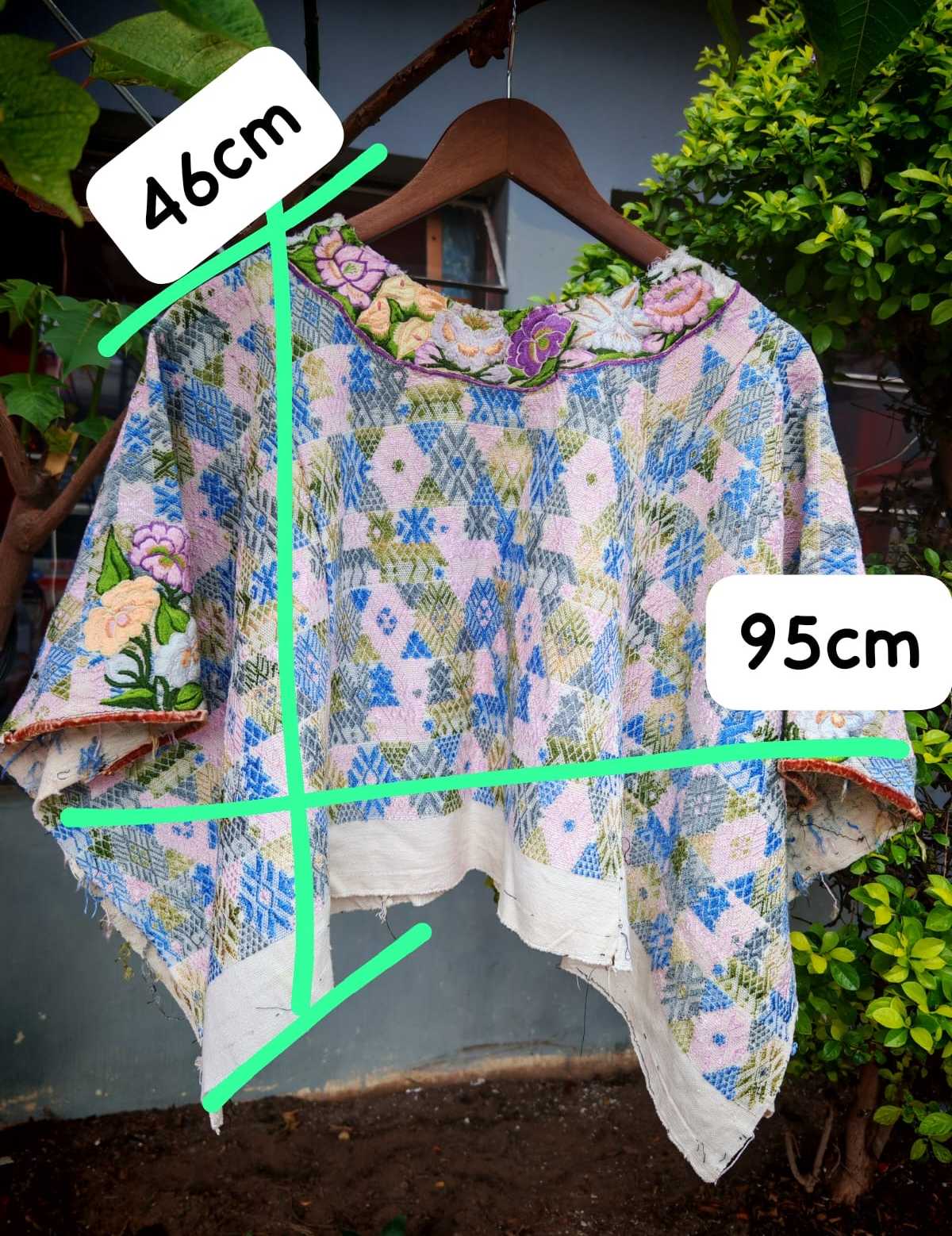 Blue and blush Coban huipil #6-179