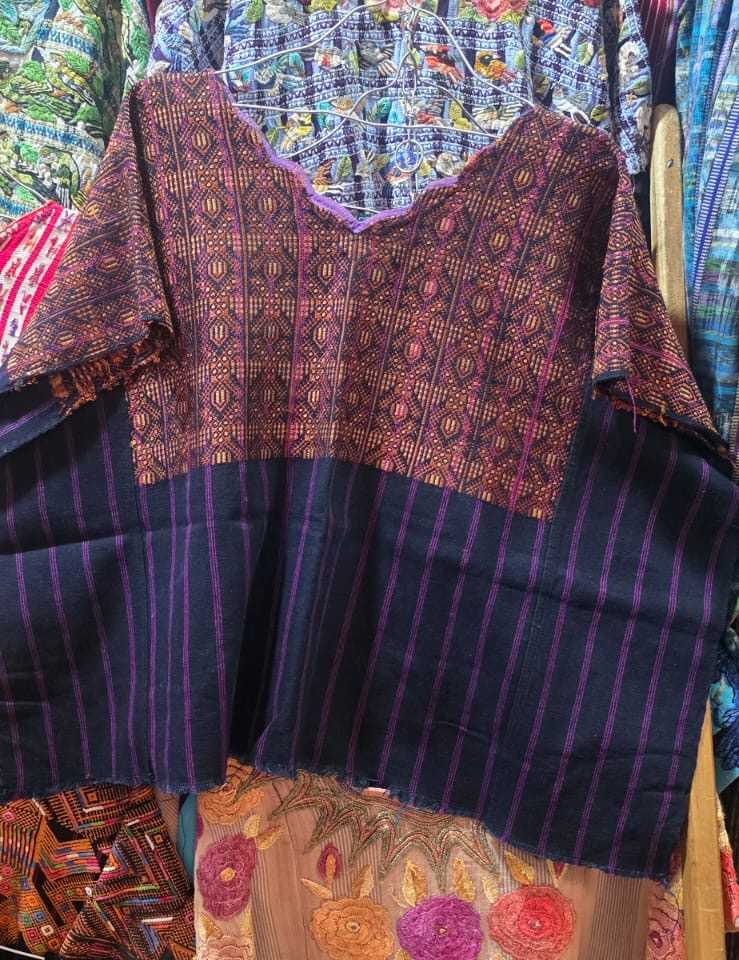 Blue and brown Nahuala Huipil #1-29