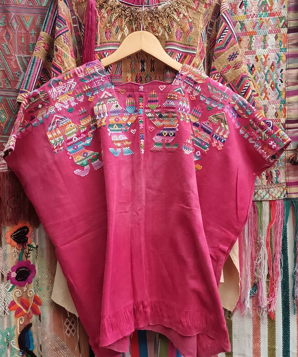 Vintage Guatemalan huipil with handwoven Mayan embroidery