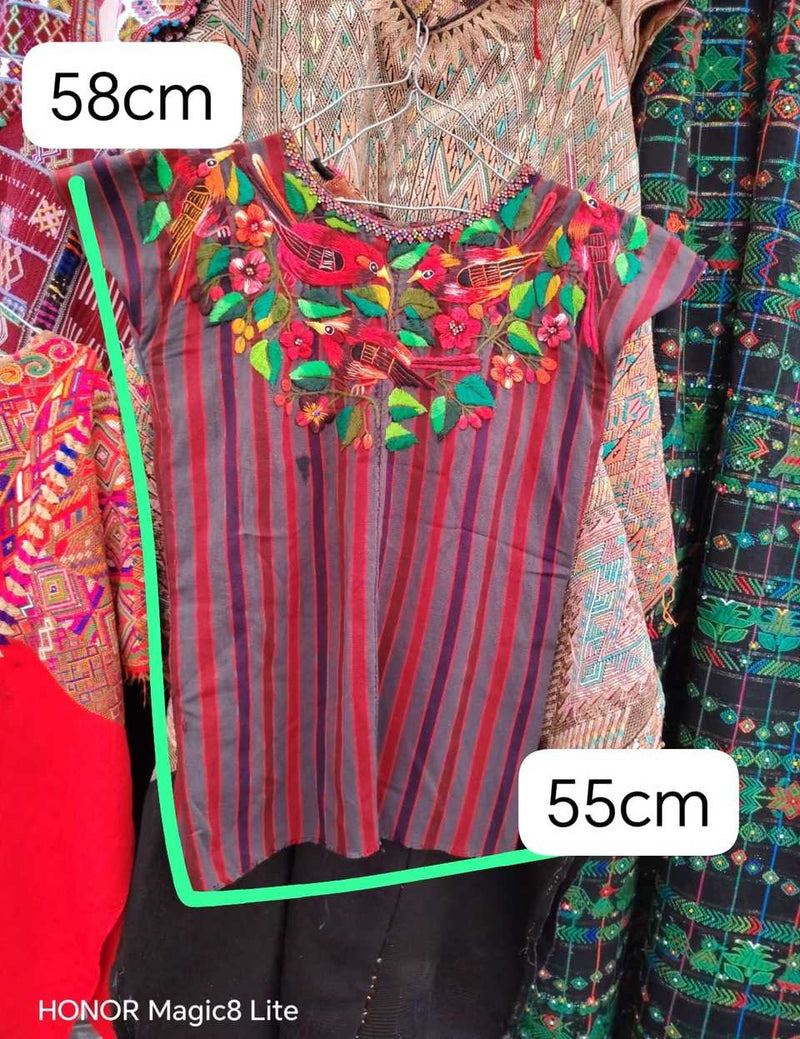 Red and mauve Santiago huipil #5-420
