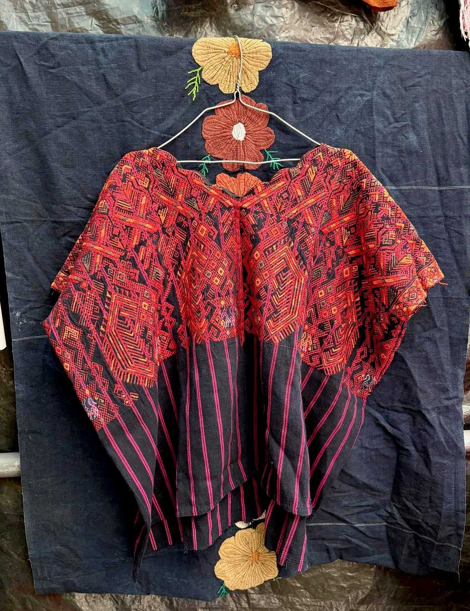 Red and blue Nahuala huipil #5-259