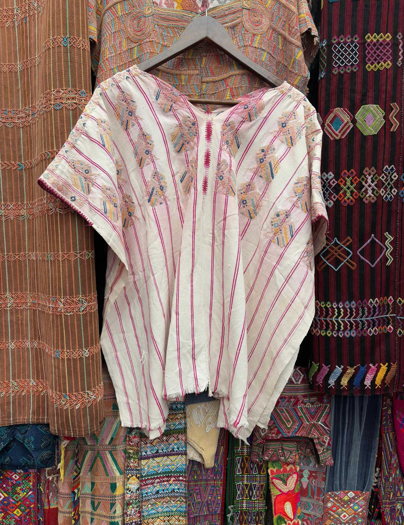 (Reserved for Andrea) Pale striped Nahuala Huipil #1-37
