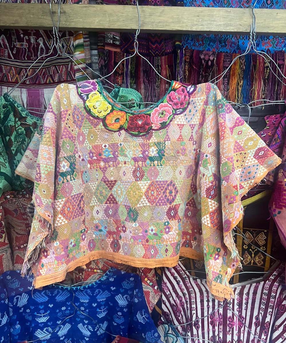 Vintage Guatemalan huipil with handwoven Mayan embroidery