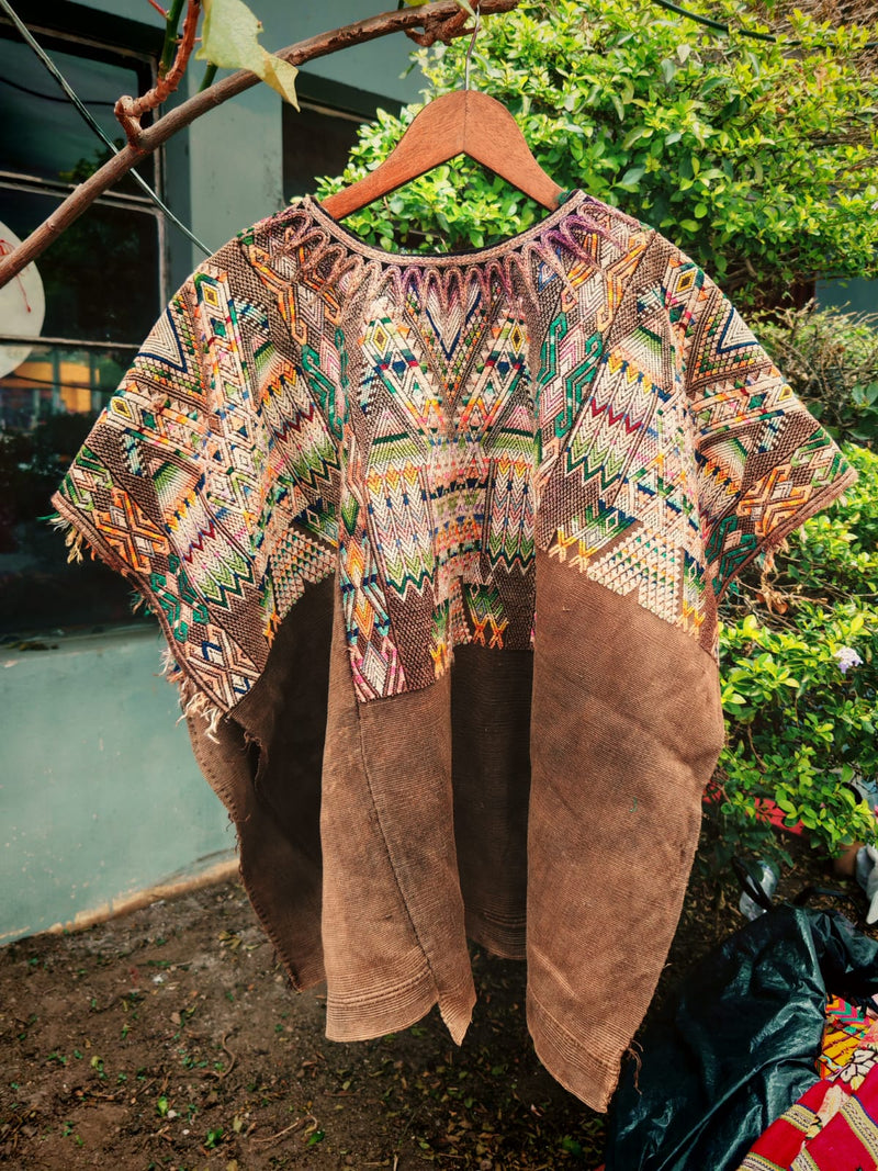 (Reserved for April) Geometric brown Chichi huipil