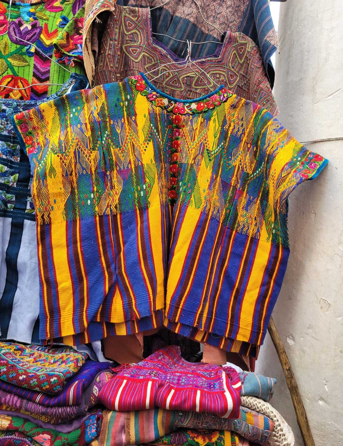 Blue and yellow Sacatepequez huipil #3-24