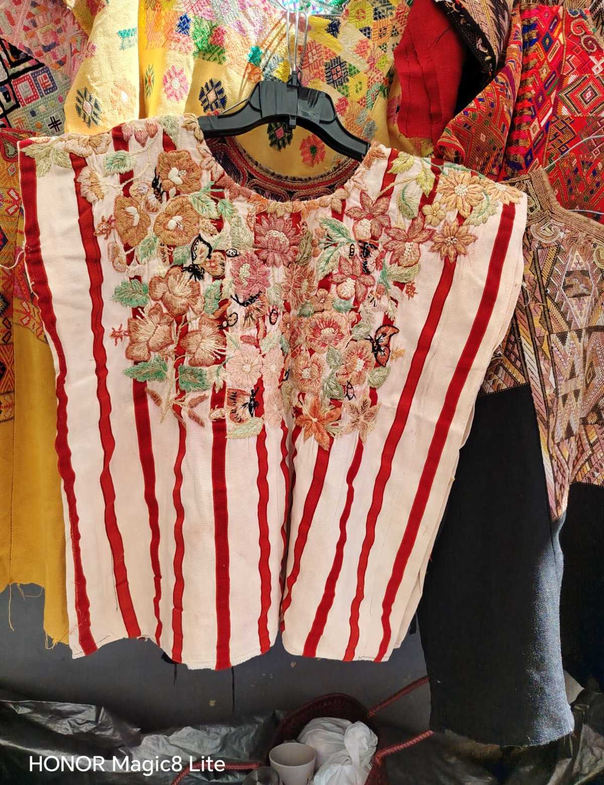 Red and white butterfly Santiago huipil #4-86
