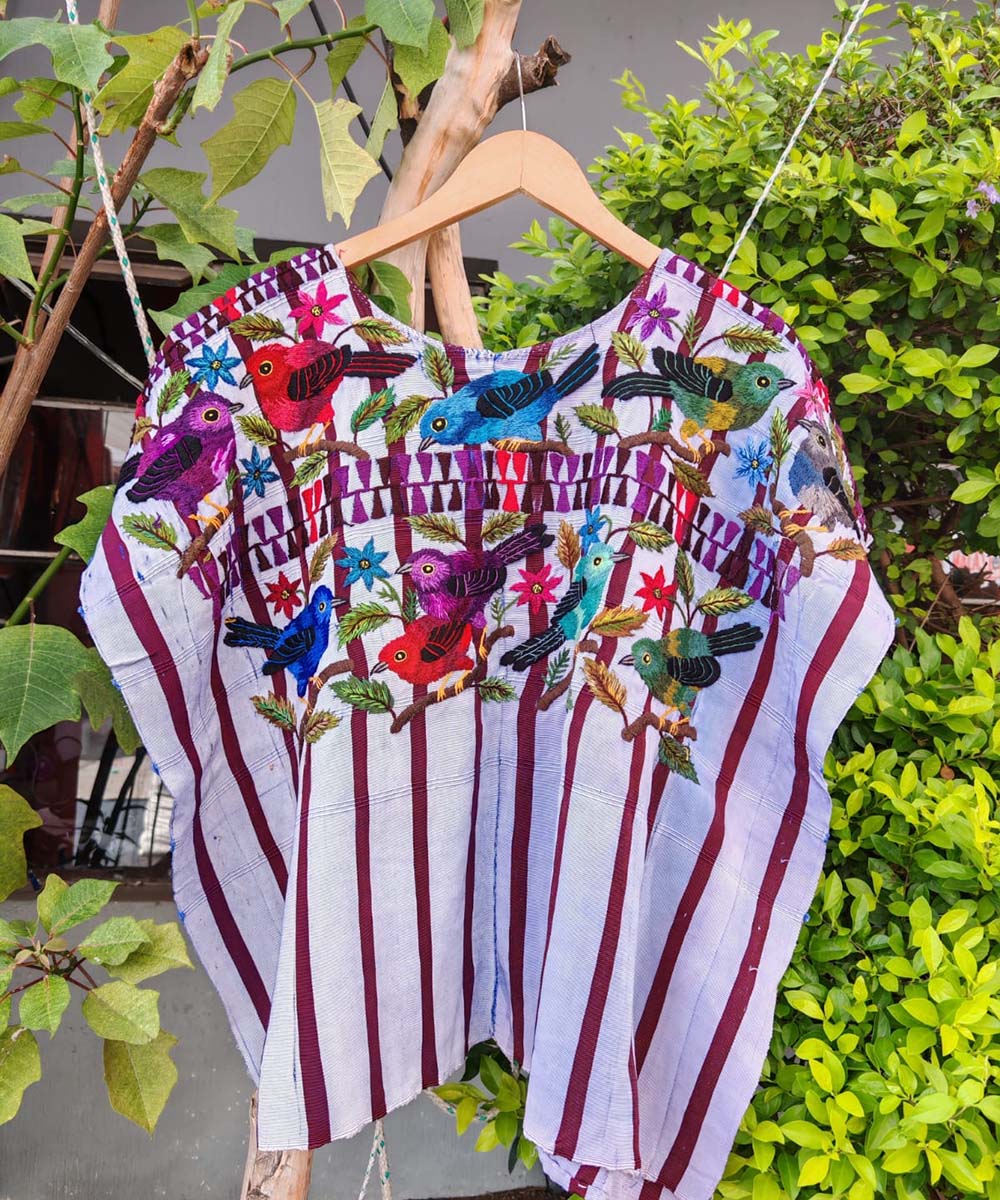 Vintage Guatemalan huipil with handwoven Mayan embroidery