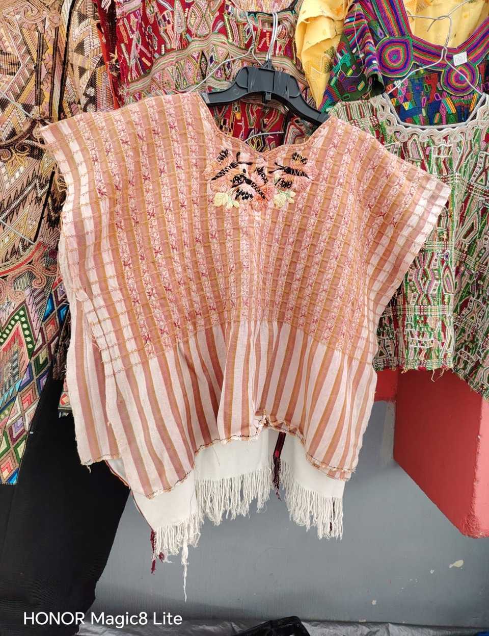 Salmon gingham Santiago huipil #5-43