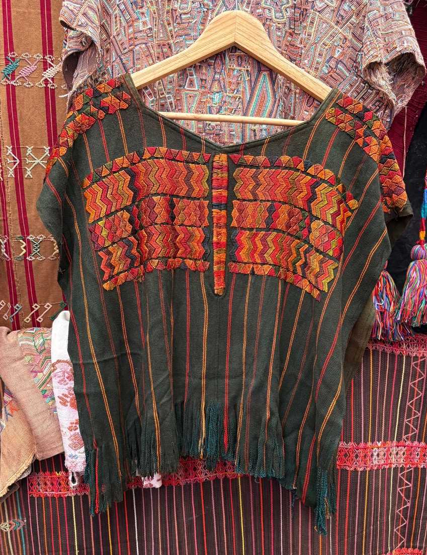 (Reserved for Sarah) Indigo and burnt orange Nahuala huipil #5-261