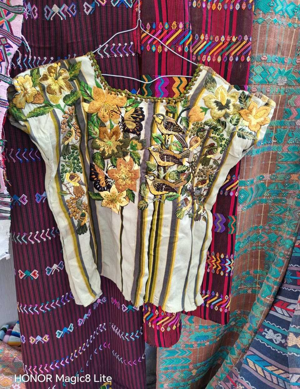 Birds butterflies and flowers Santiago huipil #5-308