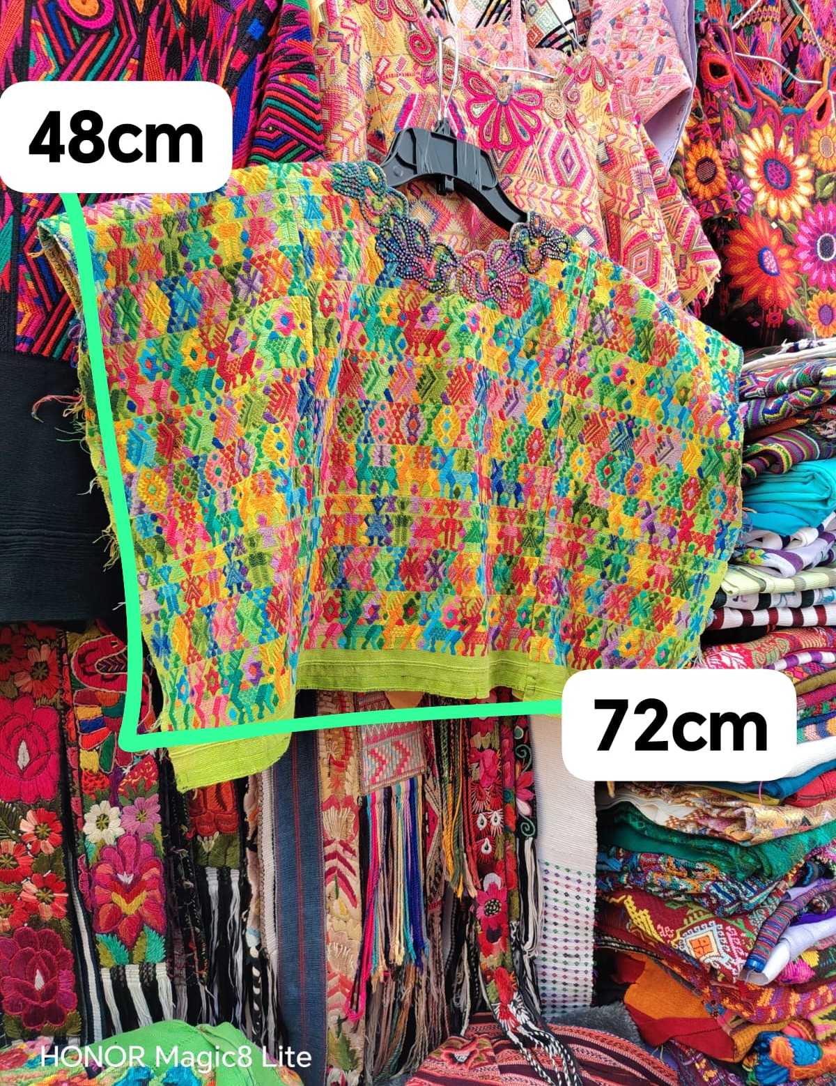 Colourful green Coban huipil #4-164