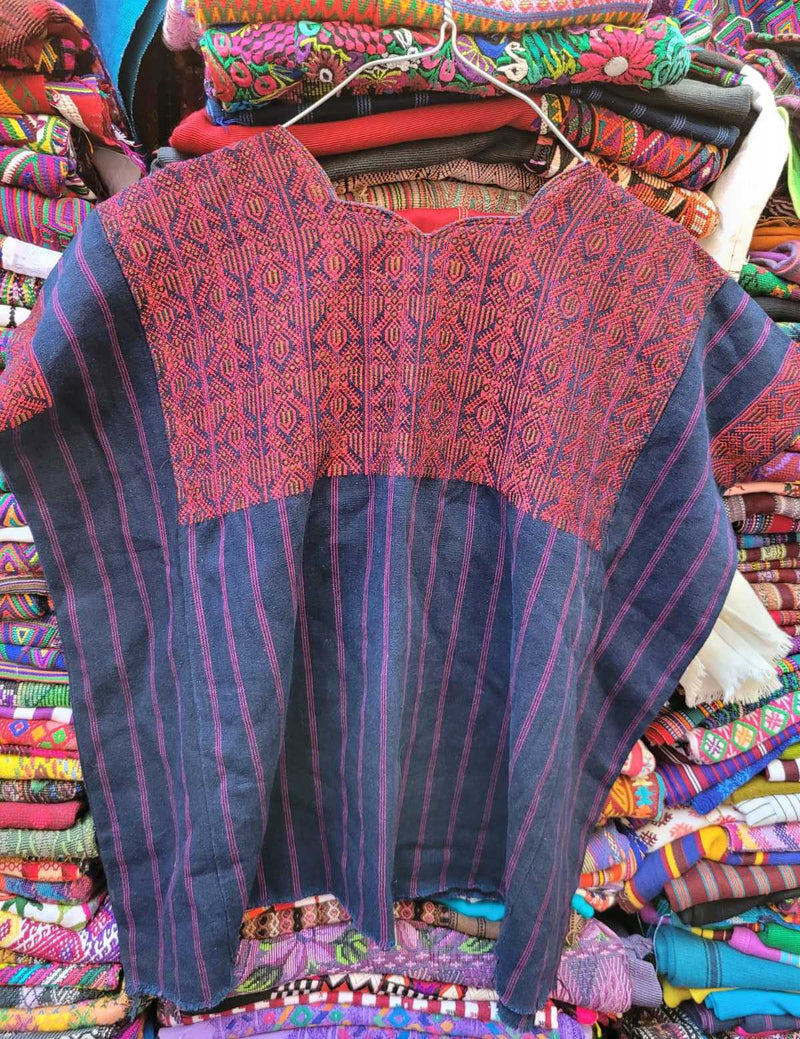 Red and blue Nahuala Huipil #1-46