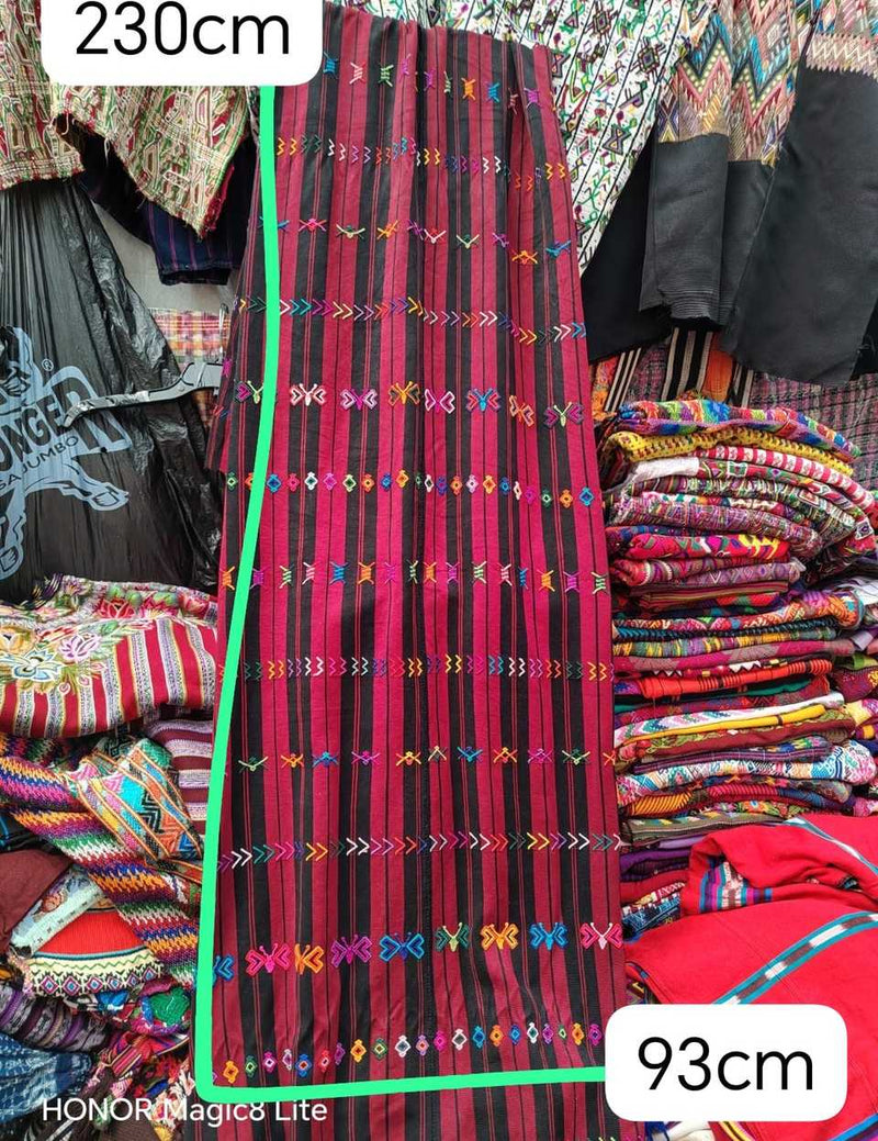 Burgundy and black striped Colotenango corte #4-295