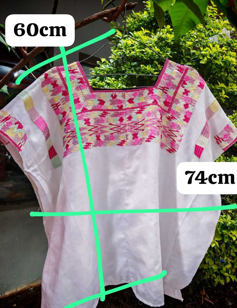 Pink and White Nahuala Huipil #6-276
