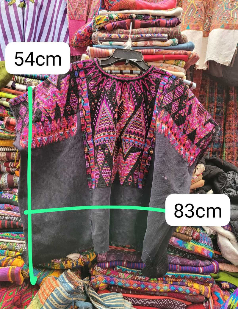 Pink geometrics Chichicastenango huipil #3-38