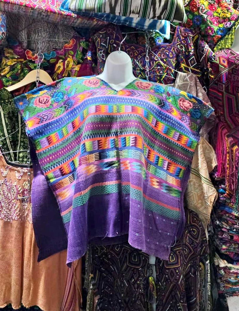 Colourful on purple Comalapa huipil #6-117
