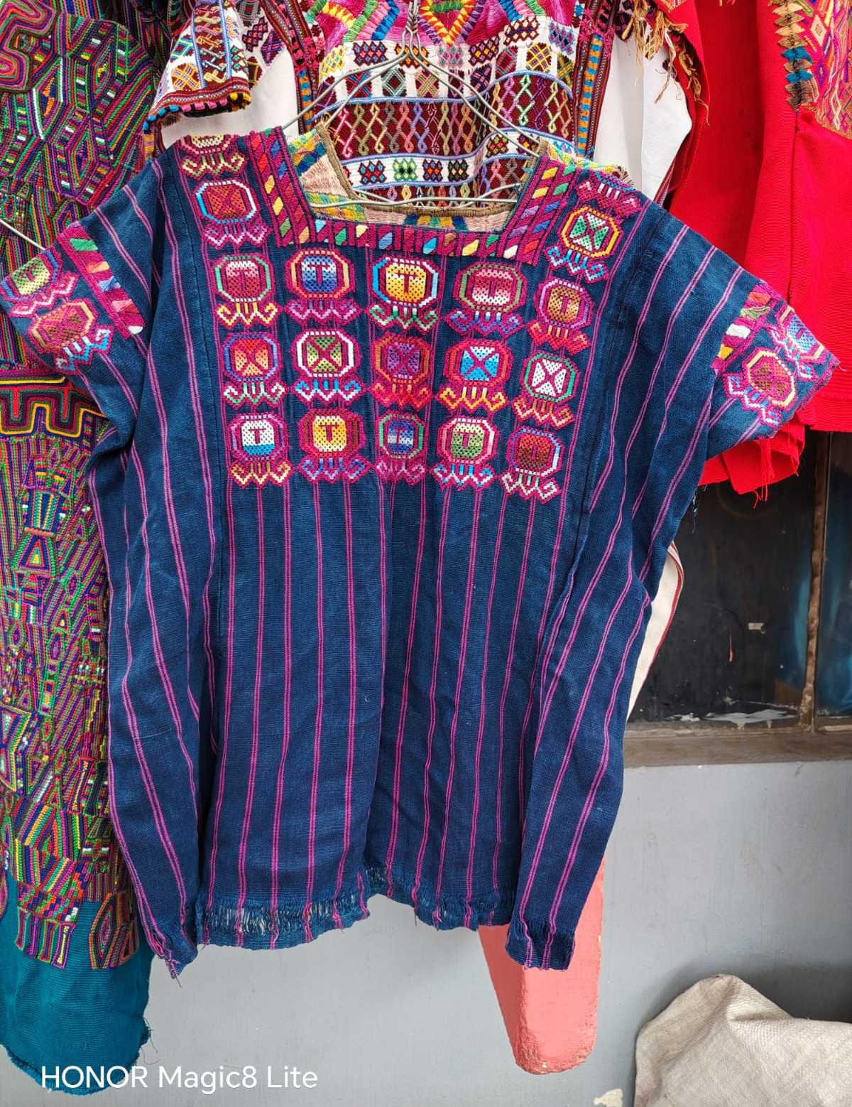 Indigo with Mayan glyphs Nahuala huipil #6-154