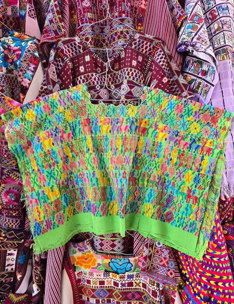 Colourful on Green Coban Huipil #6-386