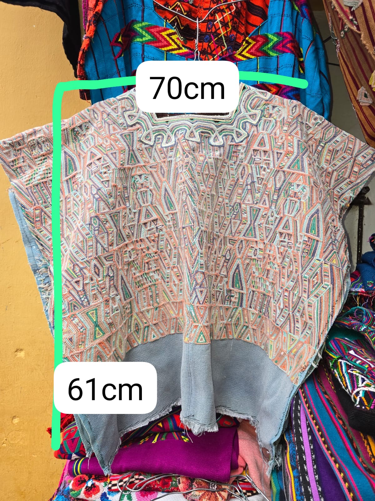 Chambray and coral Nebaj huipil (Reserved for April)