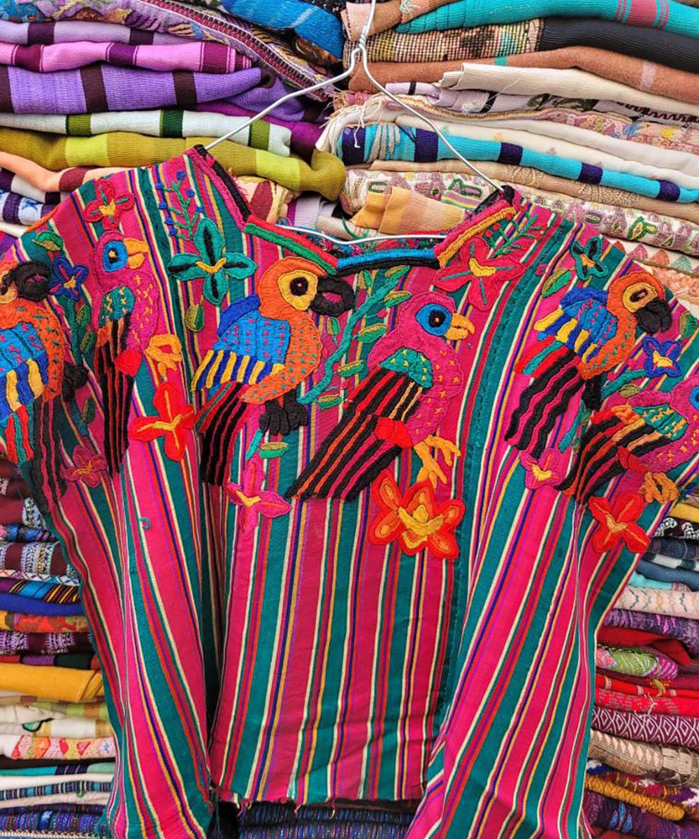 Vintage Guatemalan huipil with handwoven Mayan embroidery