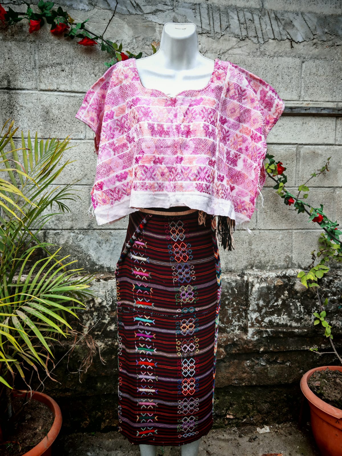 Pink and white Coban huipil (Reserved for Laura)