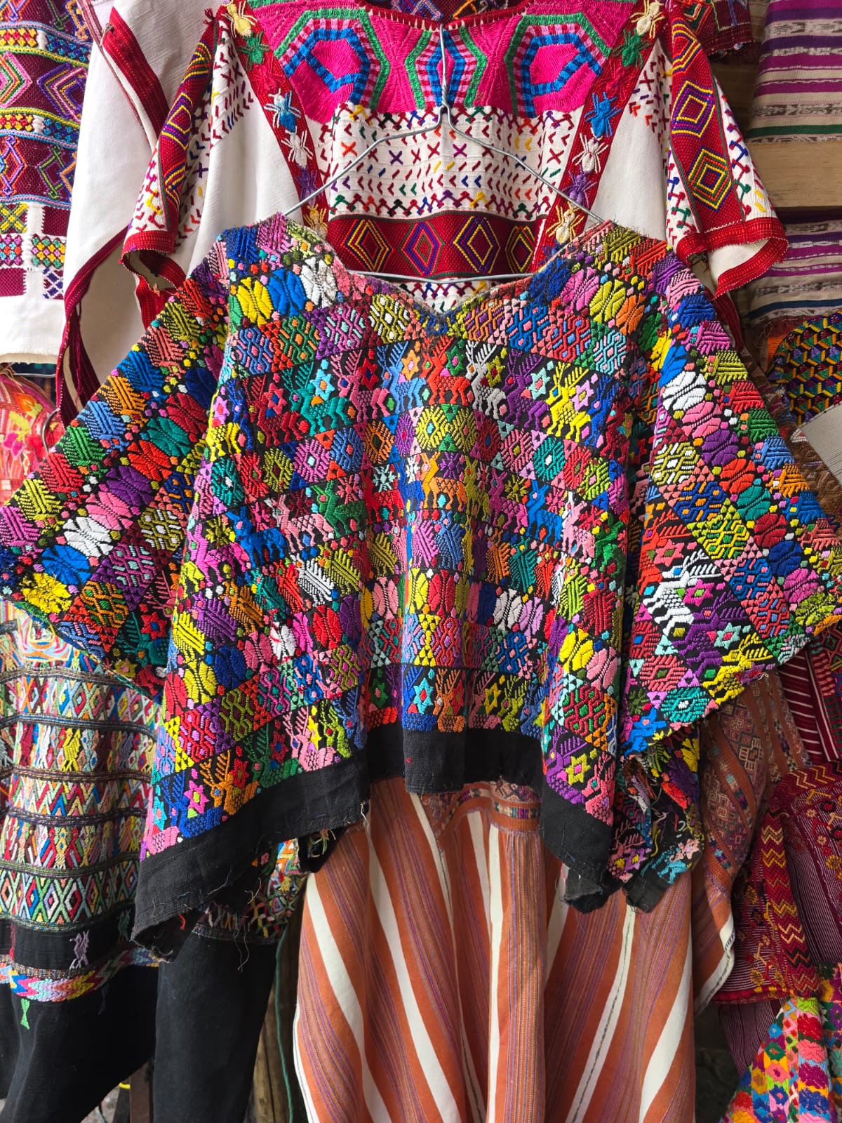 Colorful on black Coban huipil (Reserved for April)