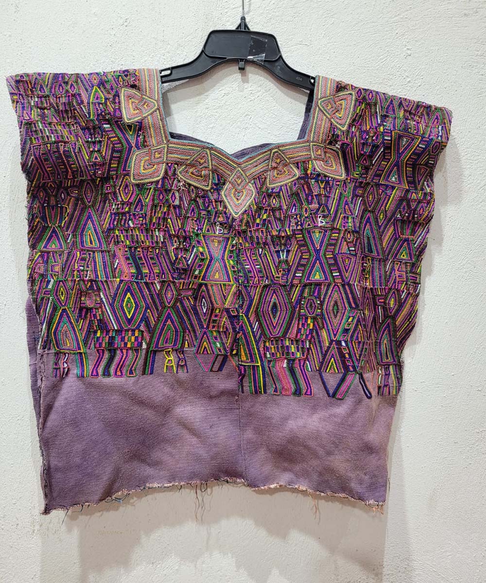 Lilac and purple Nebaj huipil