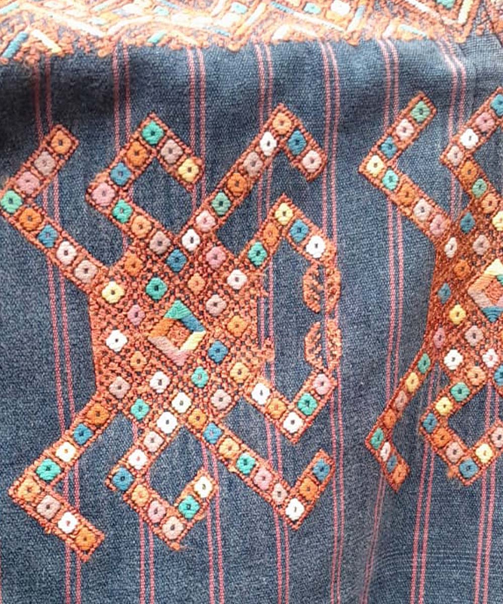 Indigo Nahuala huipil with crabs