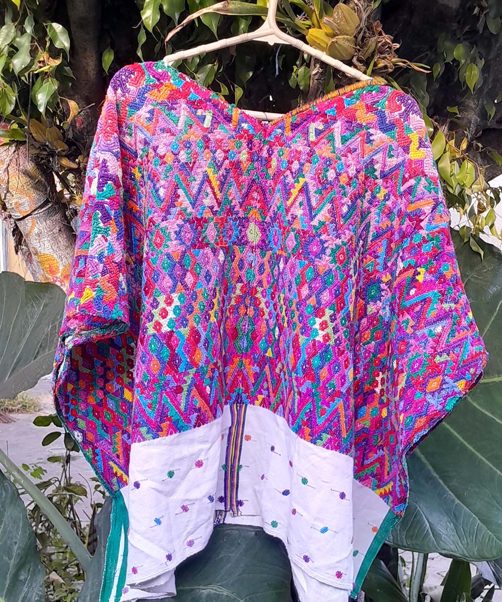 Purple zigzag huipil