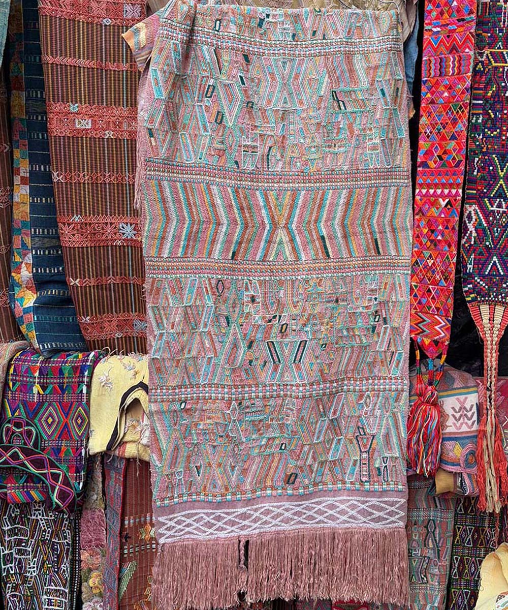 Nebaj tzute in warm pink