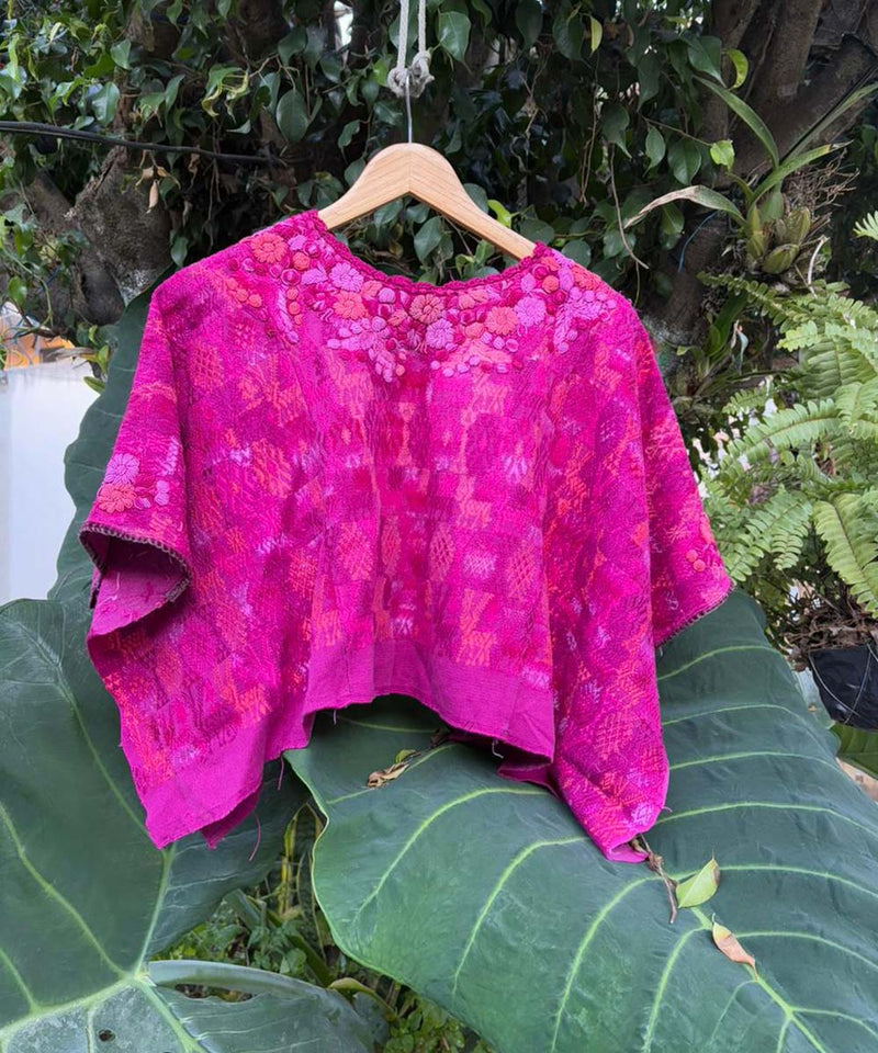 Hot pink Coban huipil