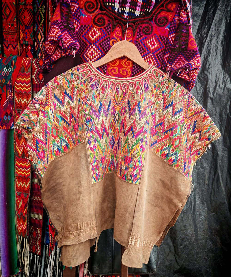 Colorful geometric Chichi huipil