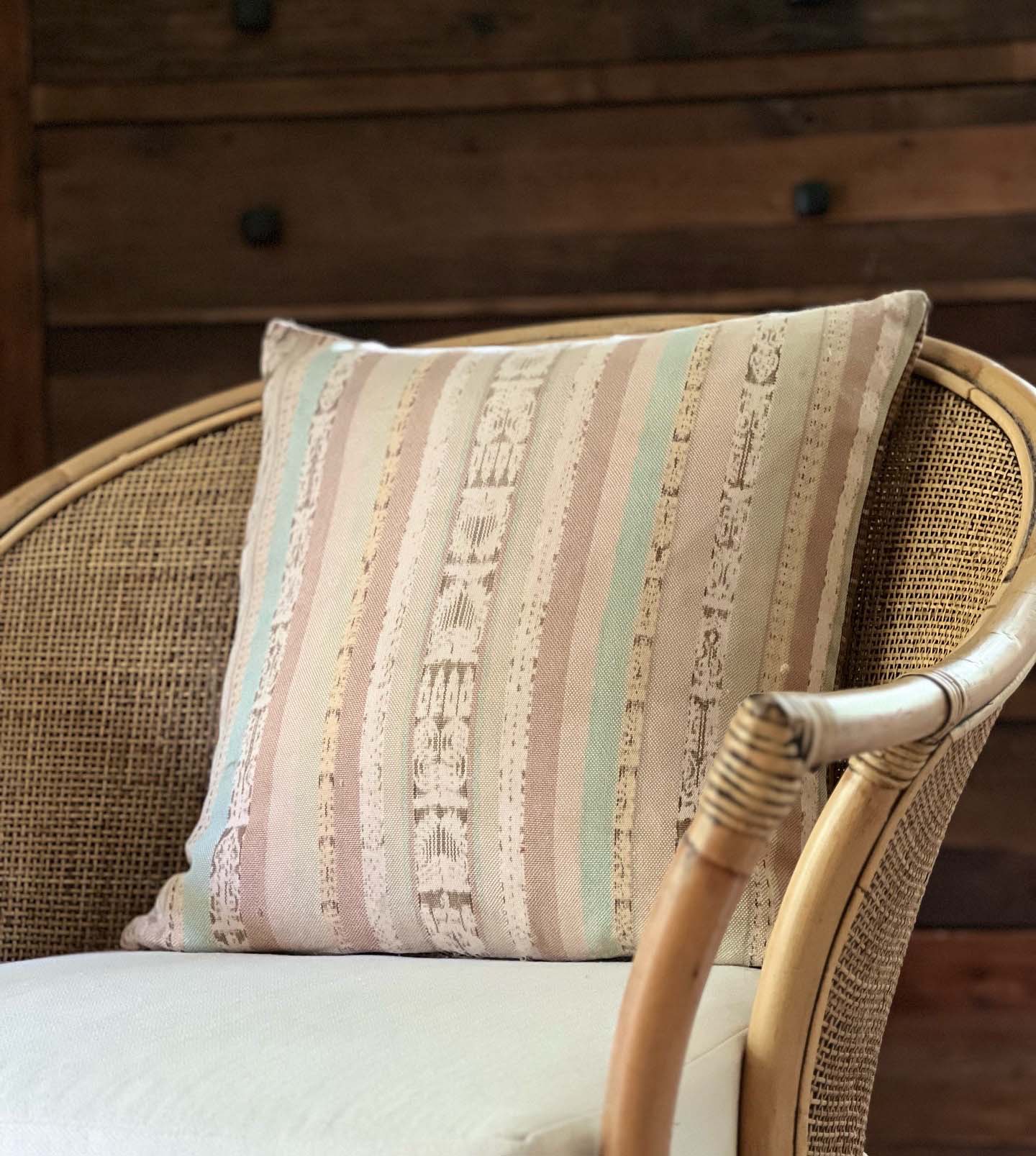 Embroidered Guatemalan huipil textile repurposed into a pillow