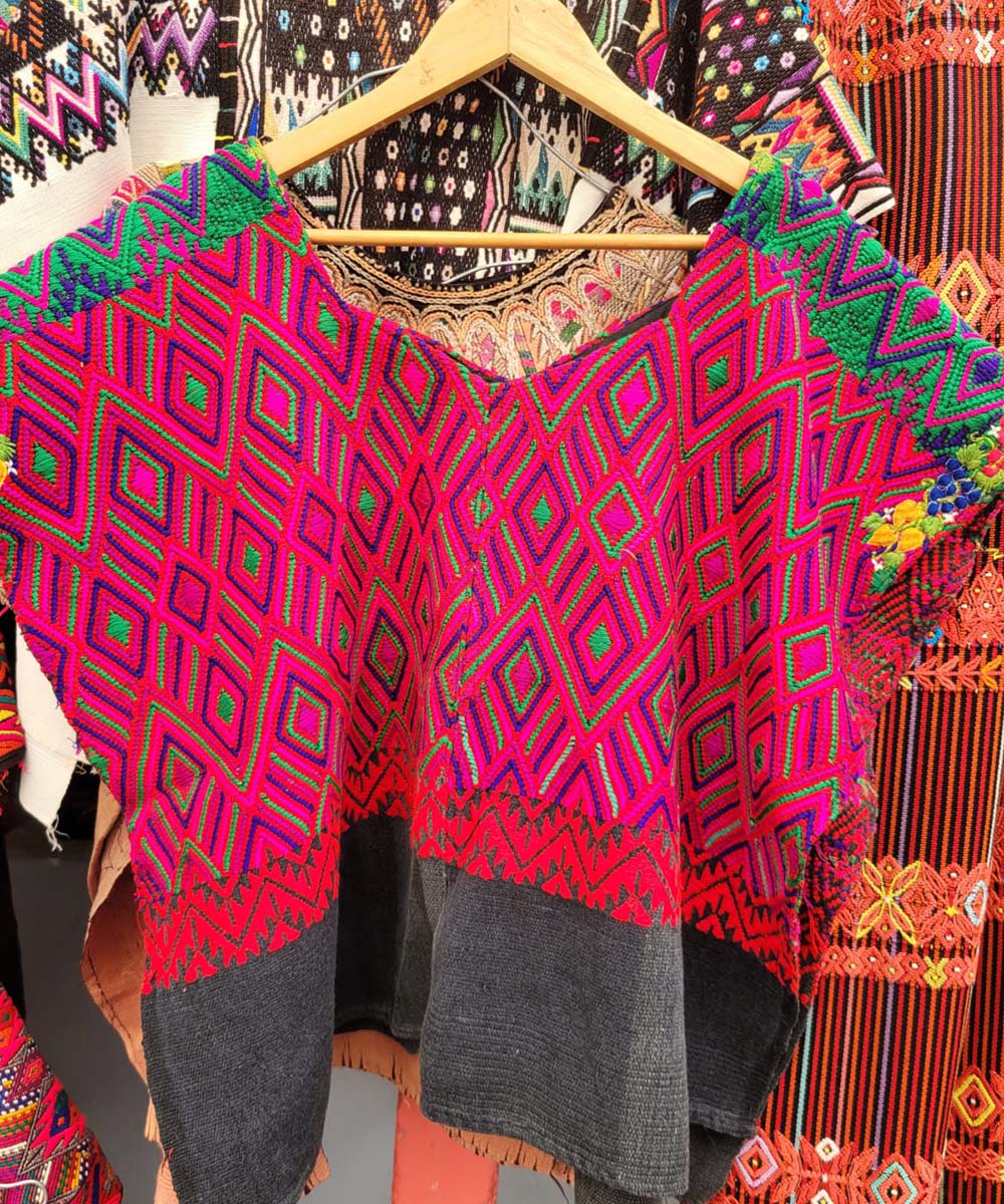 Hot pink Santa Maria de Jesus huipil